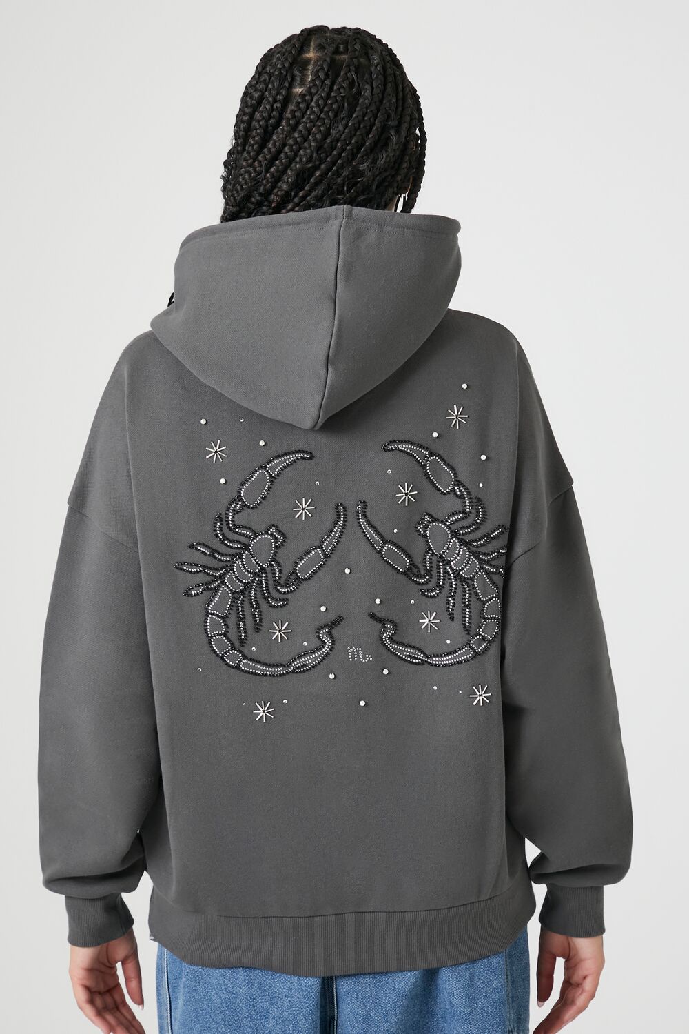 Fleece Rhinestone Scorpio Graphic Hoodie
