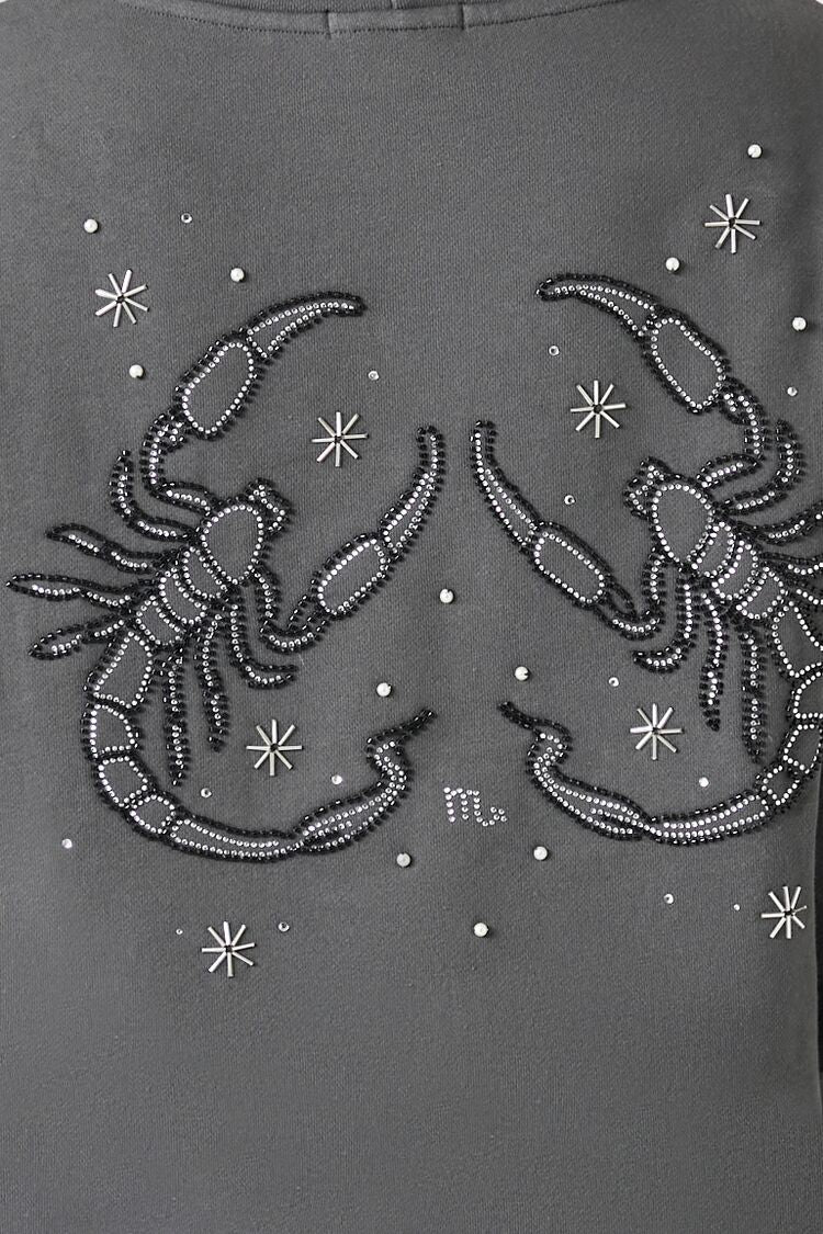 Fleece Rhinestone Scorpio Graphic Hoodie