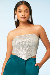 Sequin Cropped Tube Top