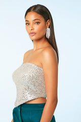 Sequin Cropped Tube Top
