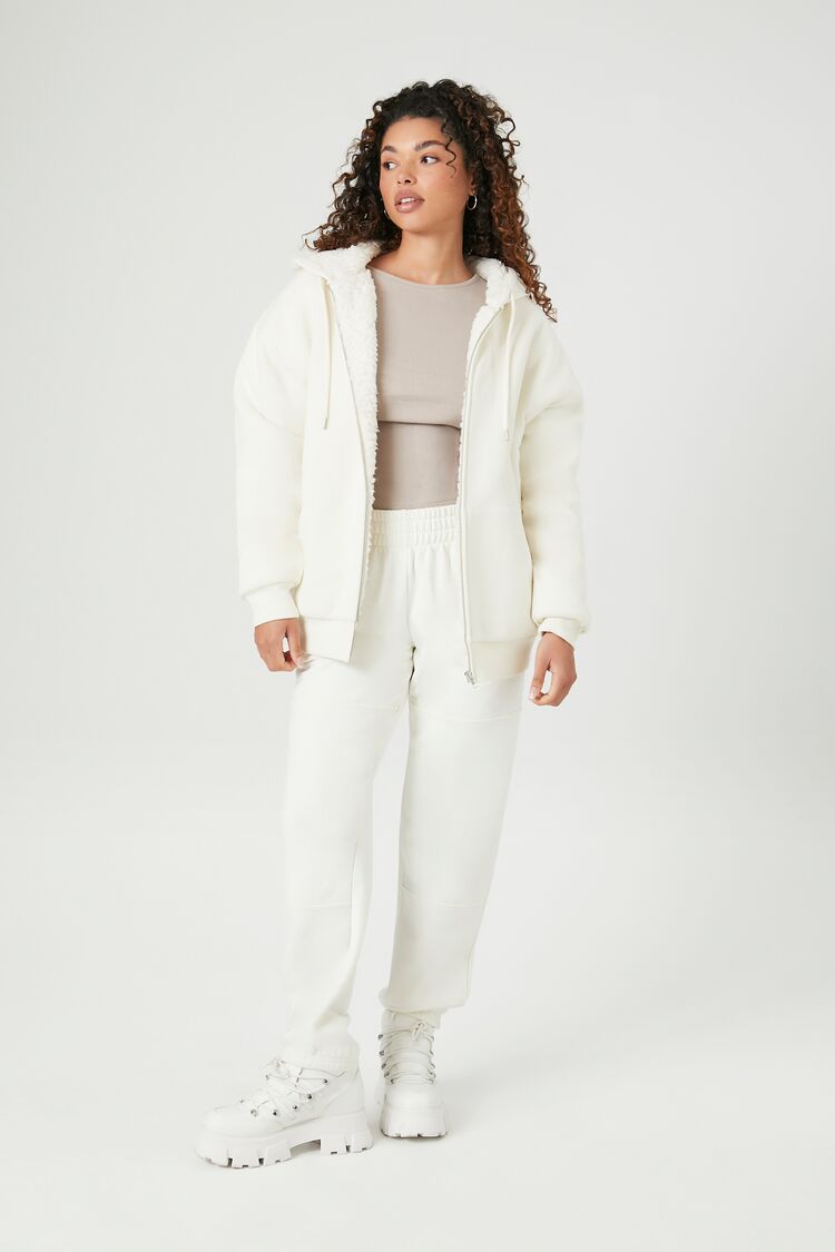 Faux Shearling-Trim Hooded Jacket