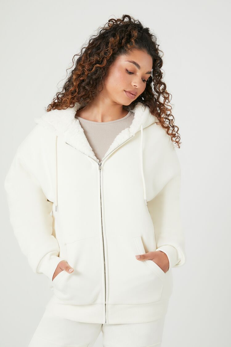 Faux Shearling-Trim Hooded Jacket