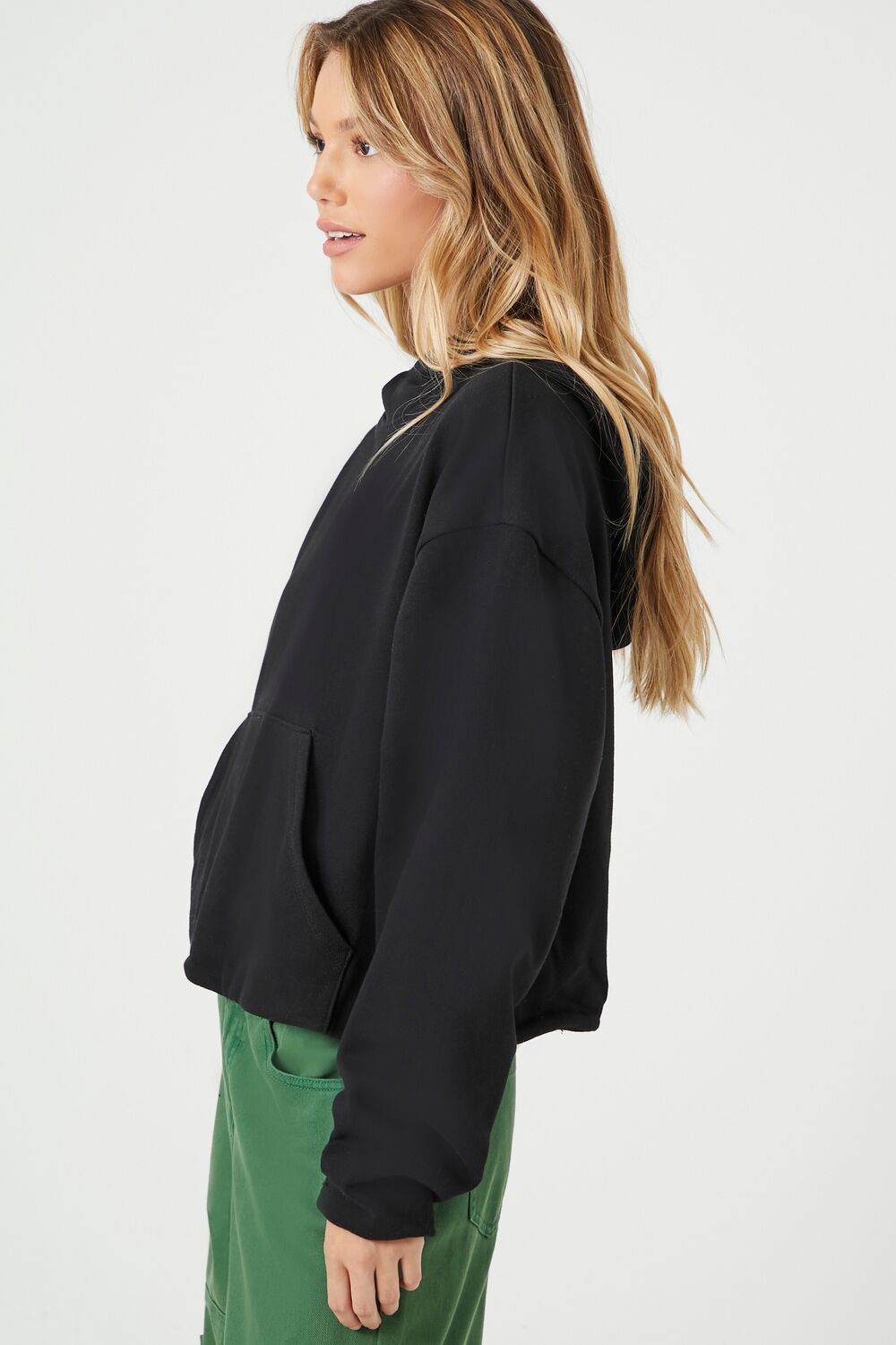 French Terry Drop-Sleeve Hoodie