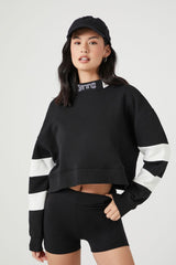 Fleece NYC Striped Graphic Pullover