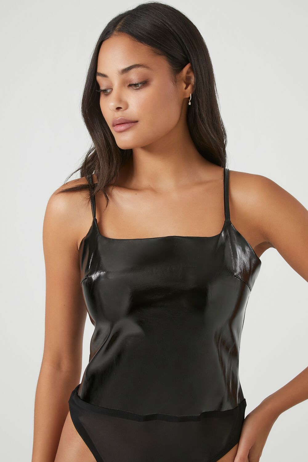 Faux Patent Leather Bodysuit