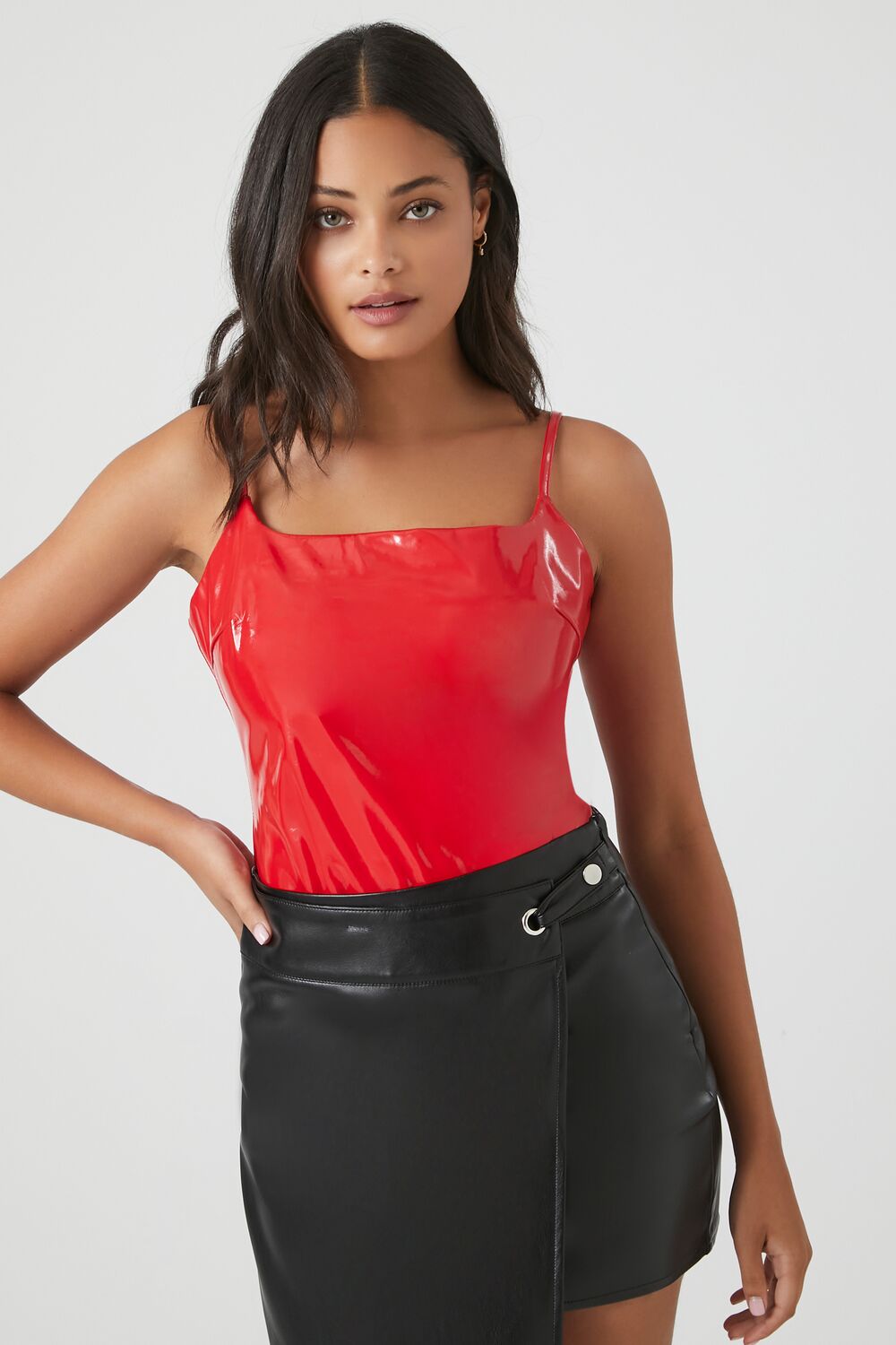Faux Patent Leather Bodysuit