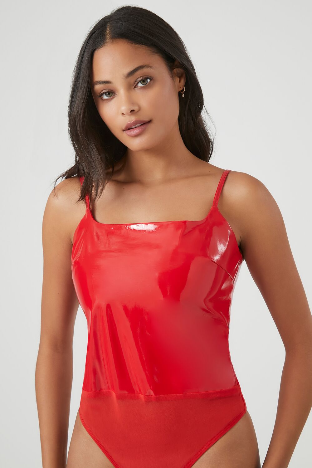 Faux Patent Leather Bodysuit