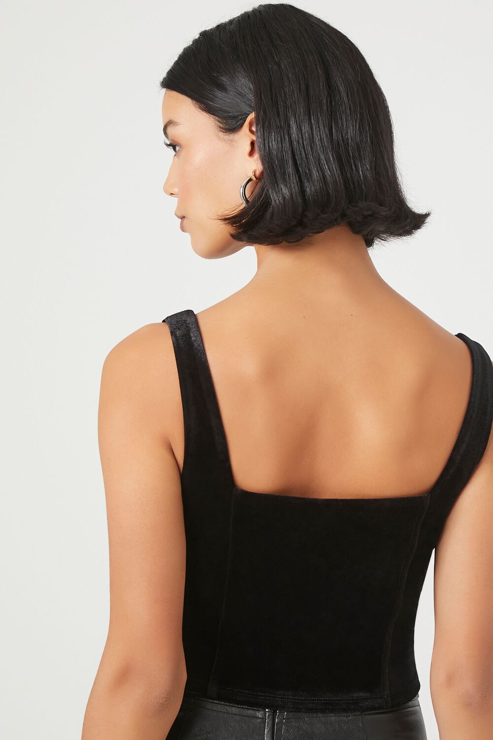 Velvet Hook-and-Eye Crop Top