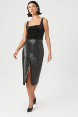 Velvet Hook-and-Eye Crop Top