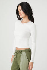 Lace-Trim Pointelle Knit Top