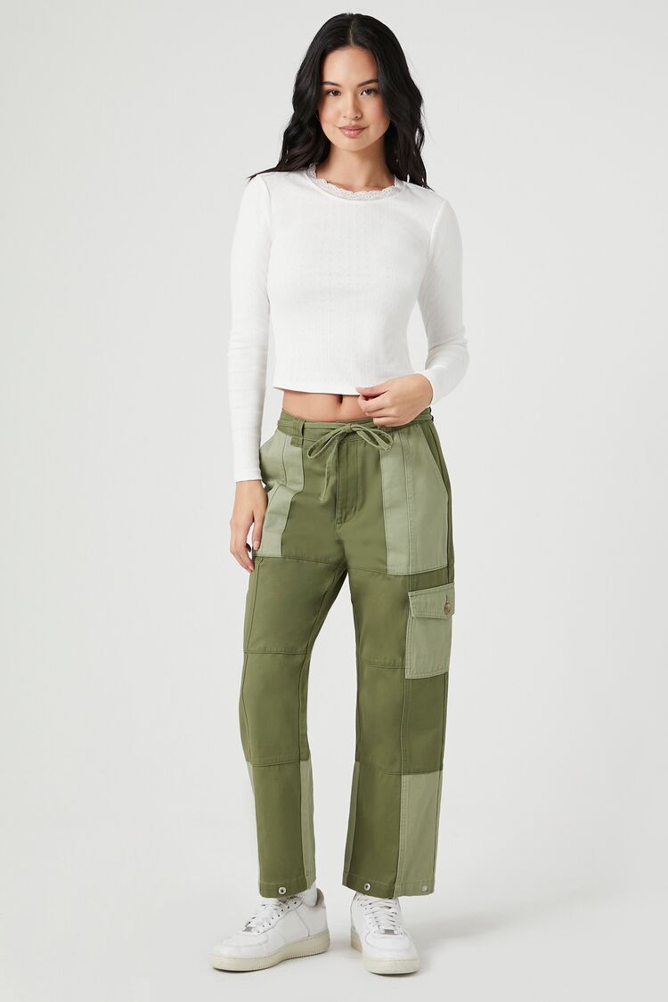 Lace-Trim Pointelle Knit Top