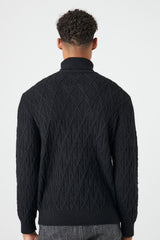 Diamond Knit Turtleneck Sweater