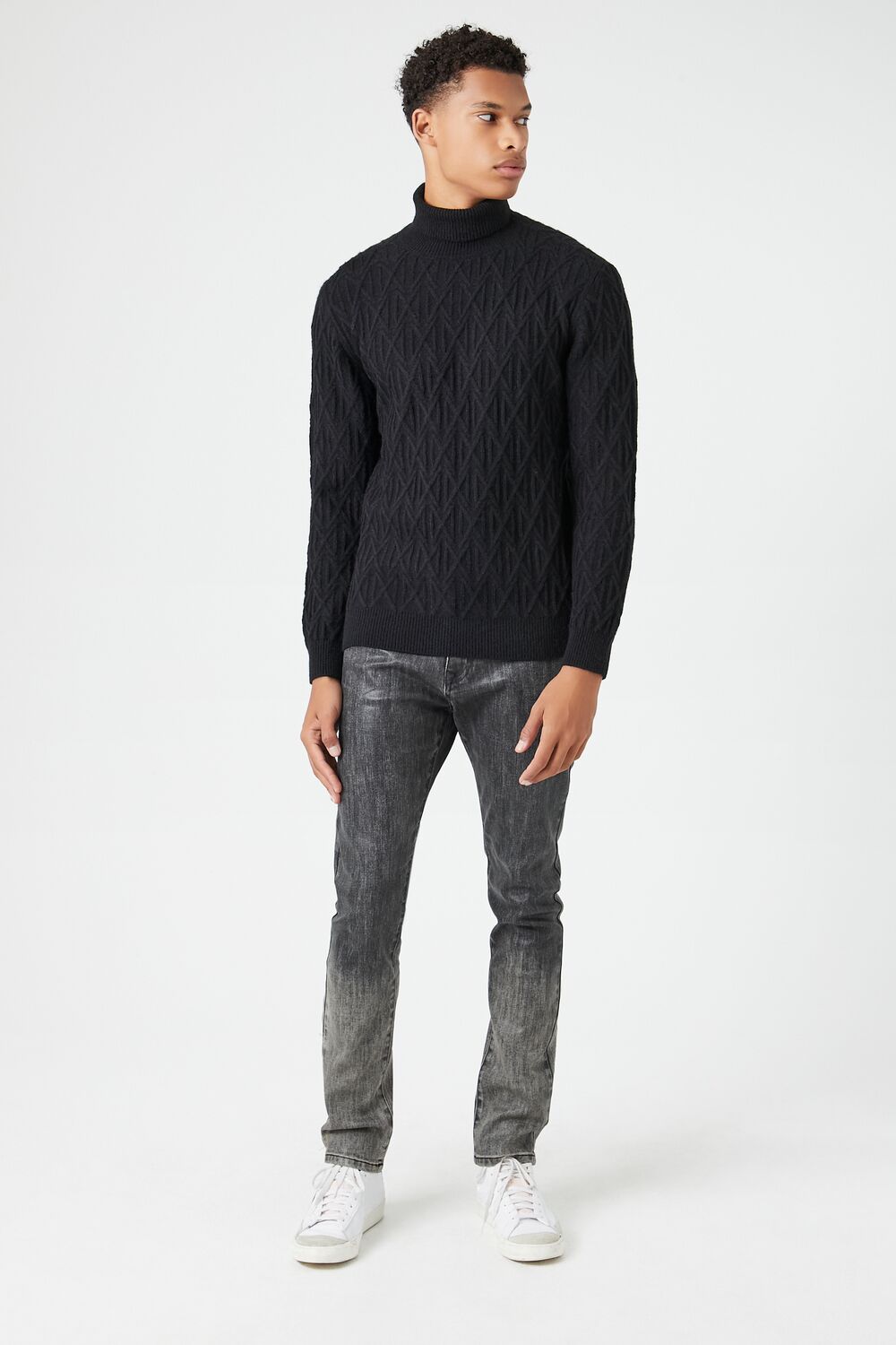 Diamond Knit Turtleneck Sweater
