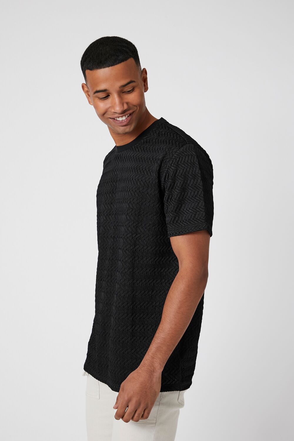 Crinkle Textured Crew Tee