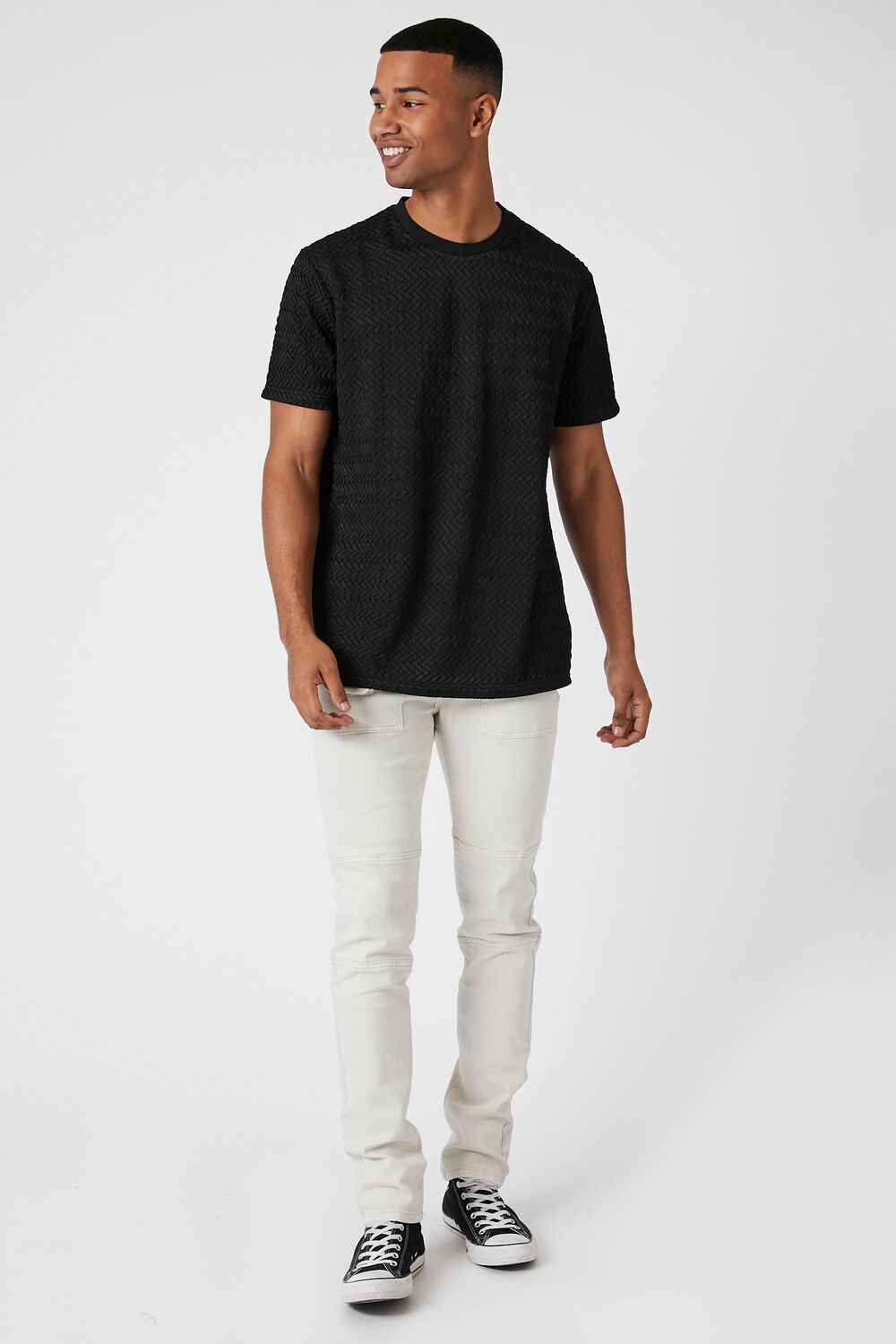 Crinkle Textured Crew Tee