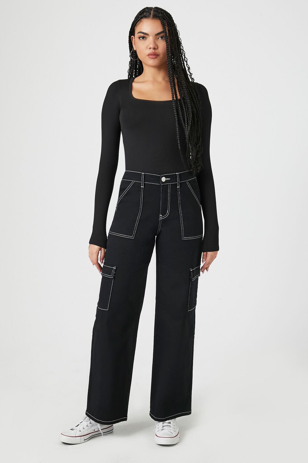 Twill Straight-Leg Cargo Pants