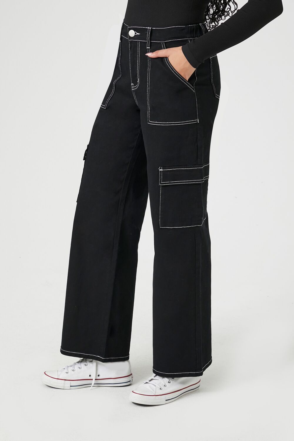 Twill Straight-Leg Cargo Pants