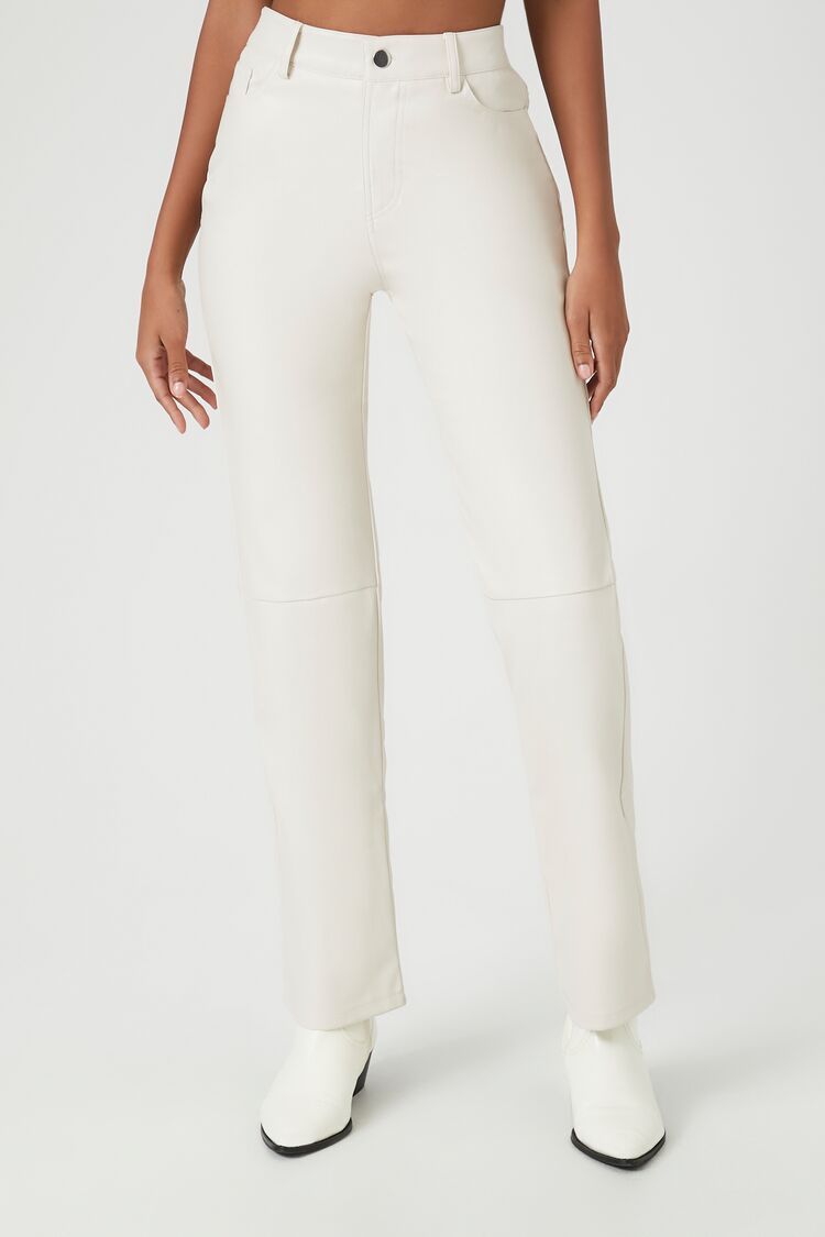 Faux Leather High-Rise Straight Pants