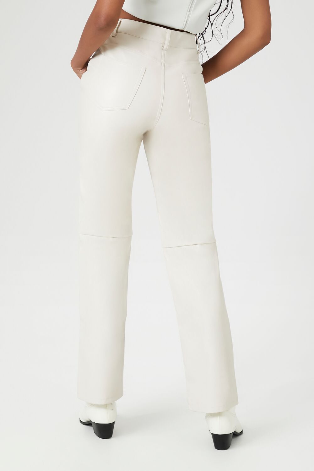 Faux Leather High-Rise Straight Pants