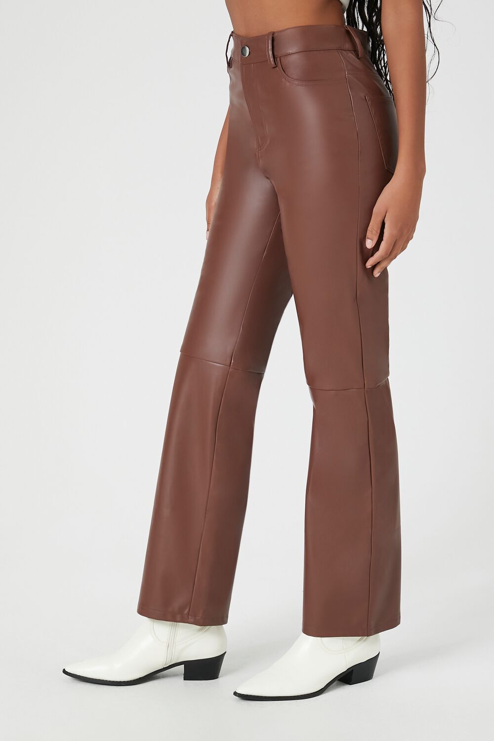 Faux Leather High-Rise Straight Pants