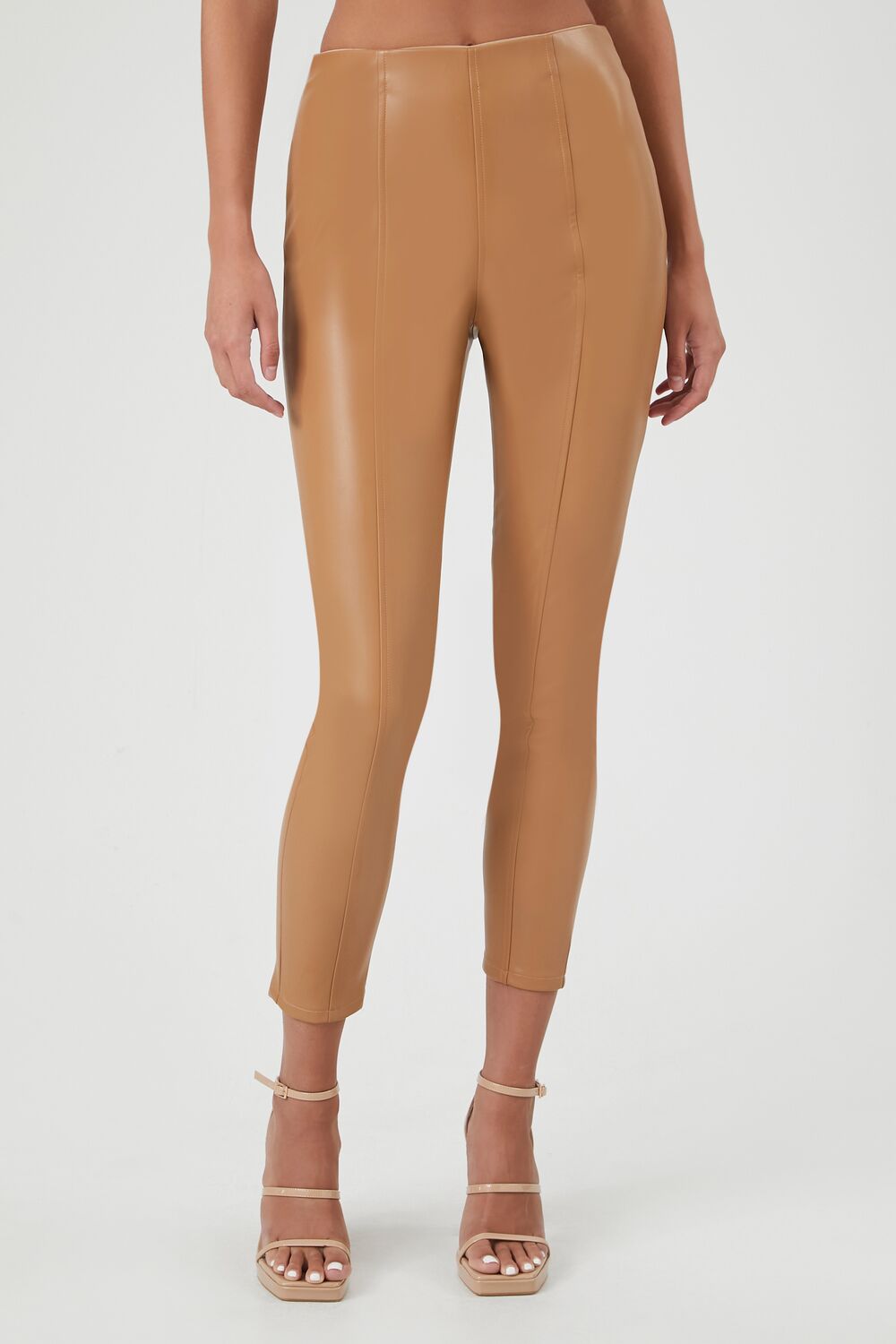 Faux Leather High-Rise Ankle Pants