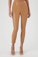 Faux Leather High-Rise Ankle Pants