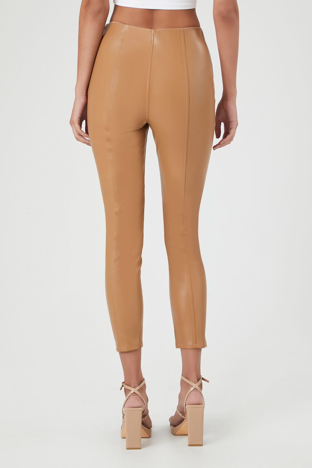 Faux Leather High-Rise Ankle Pants