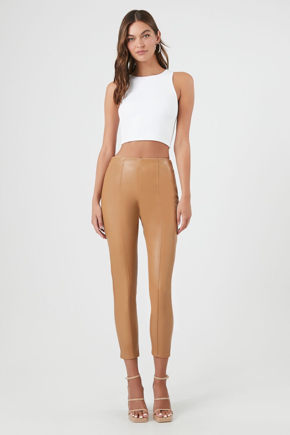 Faux Leather High-Rise Ankle Pants