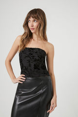 Velvet Floral Tube Top