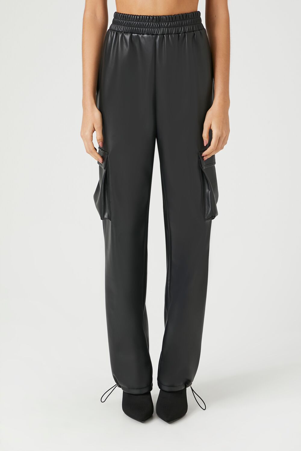Faux Leather Cargo Pants