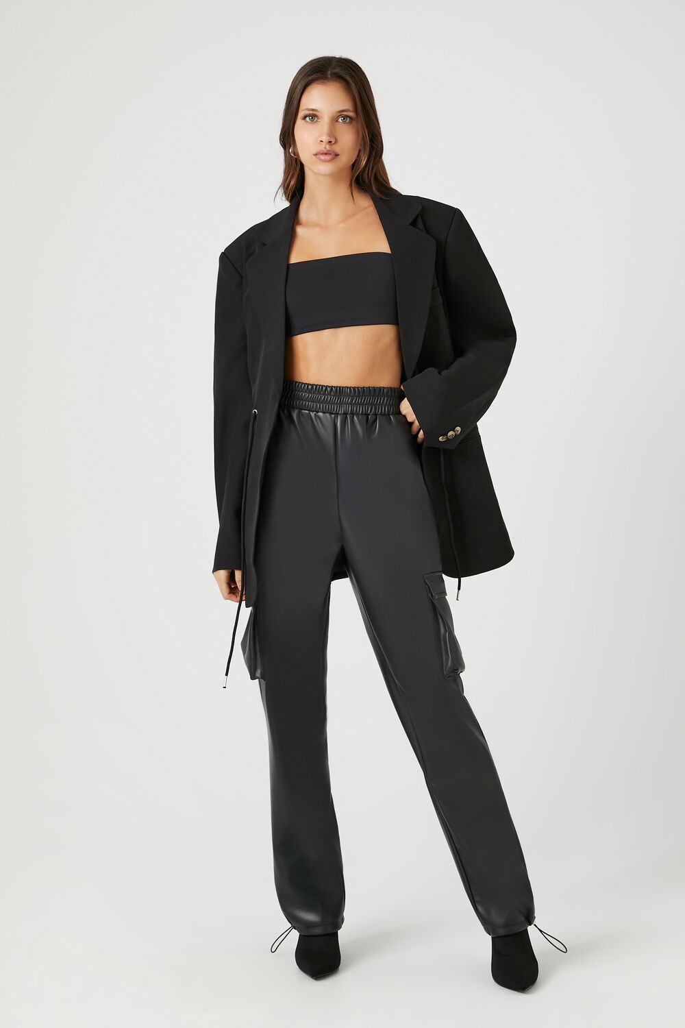 Faux Leather Cargo Pants