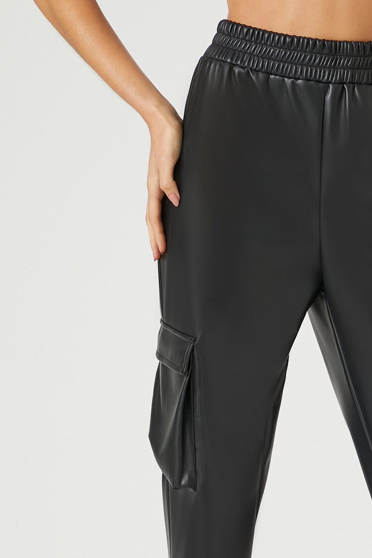 Faux Leather Cargo Pants