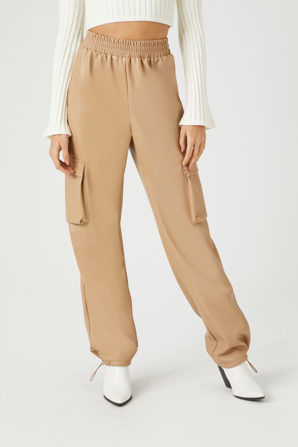 Faux Leather Cargo Pants