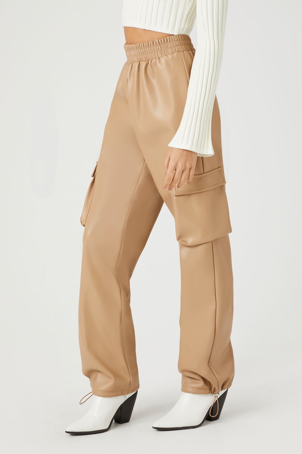 Faux Leather Cargo Pants