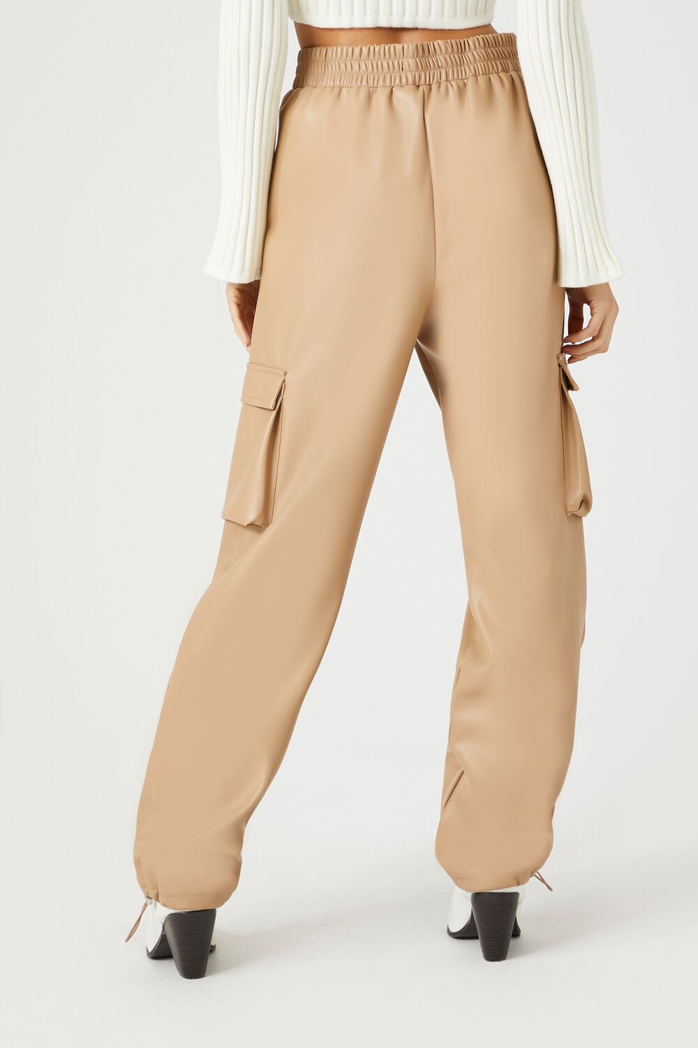 Faux Leather Cargo Pants