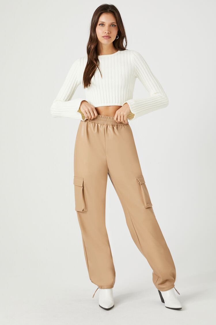 Faux Leather Cargo Pants