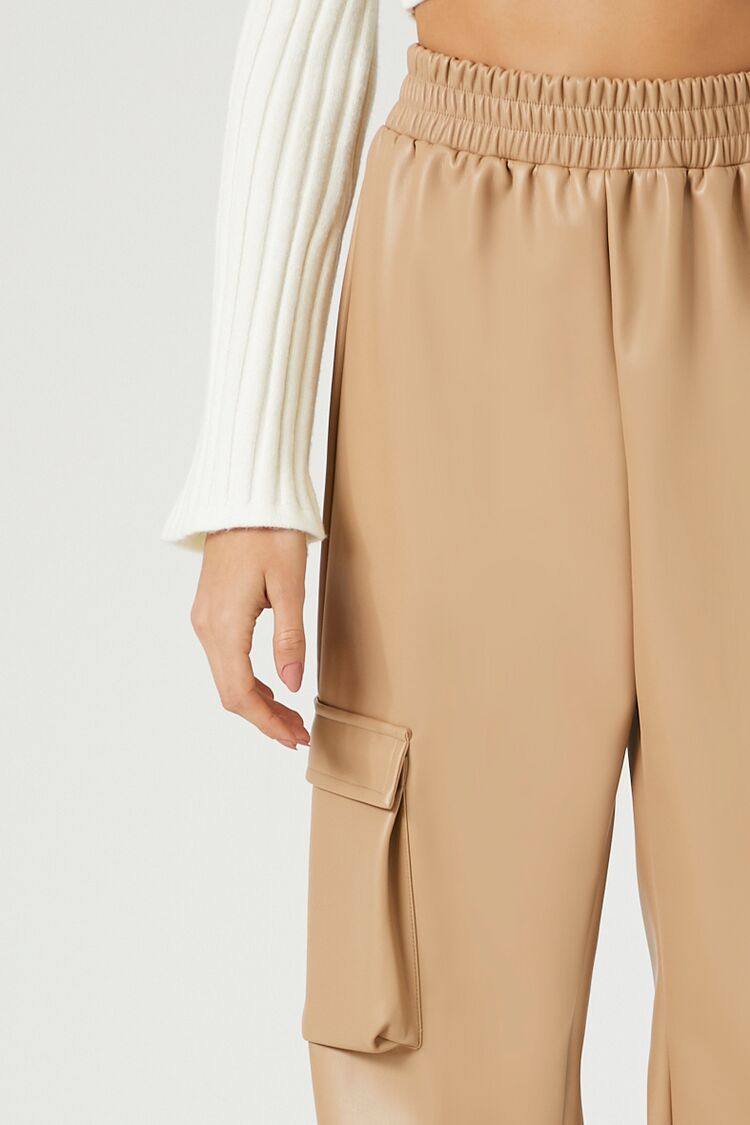 Faux Leather Cargo Pants