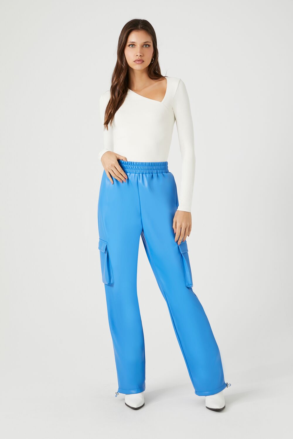 Faux Leather Cargo Pants