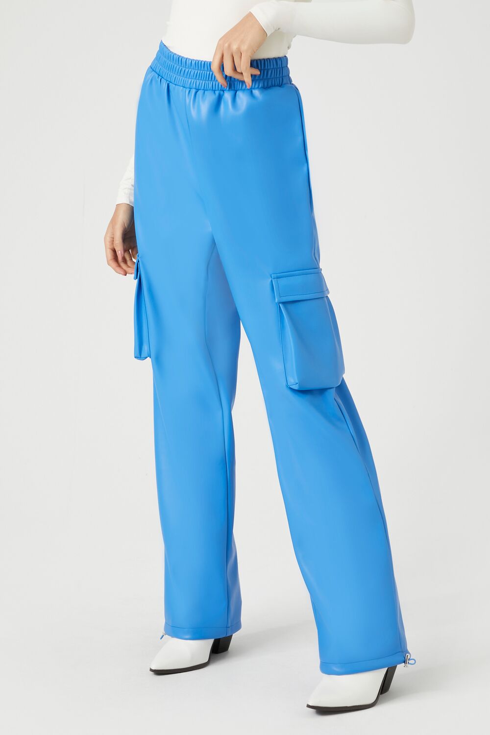 Faux Leather Cargo Pants