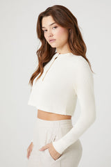 Cotton Ribbed Cropped Henley Top