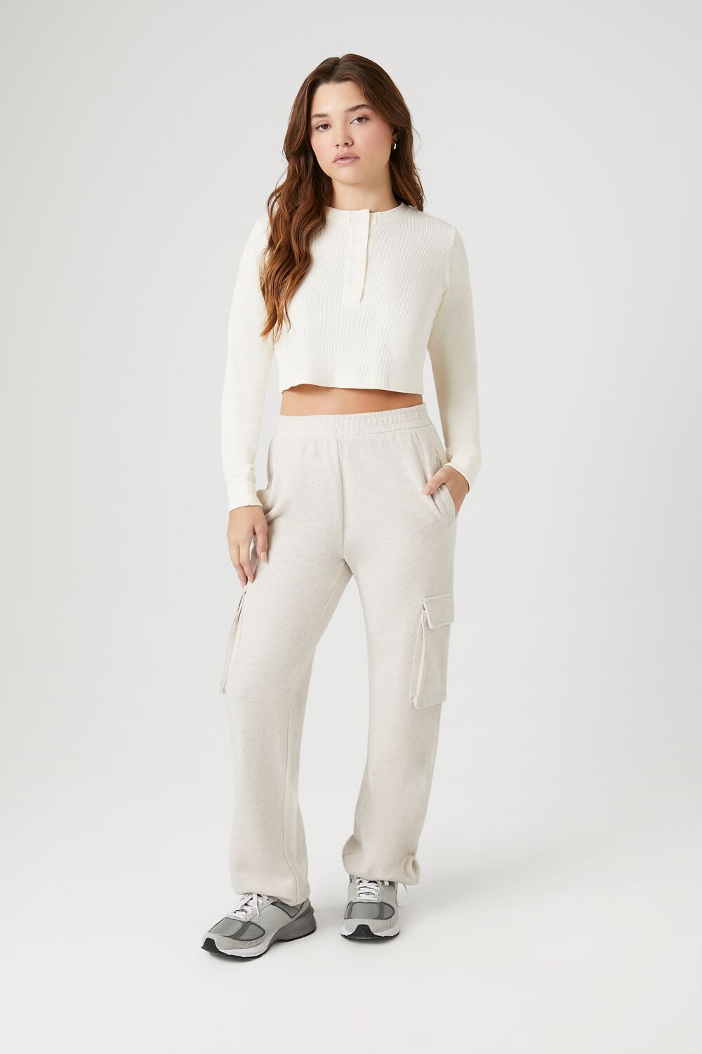 Cotton Ribbed Cropped Henley Top