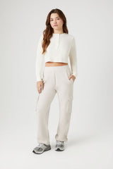 Cotton Ribbed Cropped Henley Top