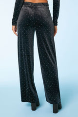 Velvet Rhinestone Straight Pants
