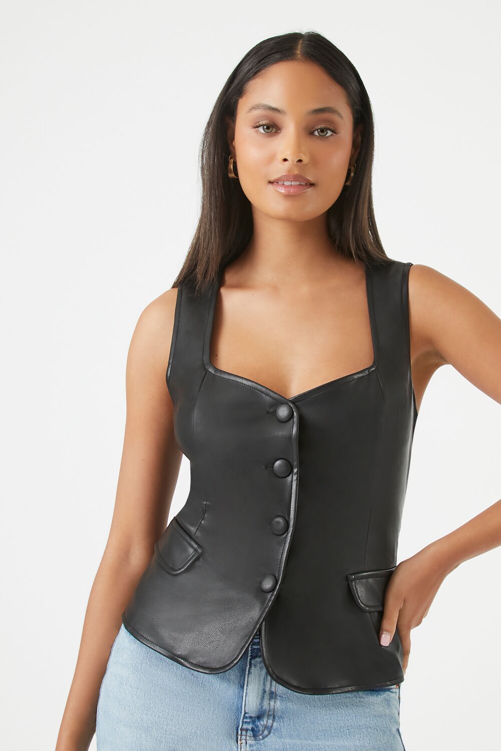 Sleeveless Faux Leather Top