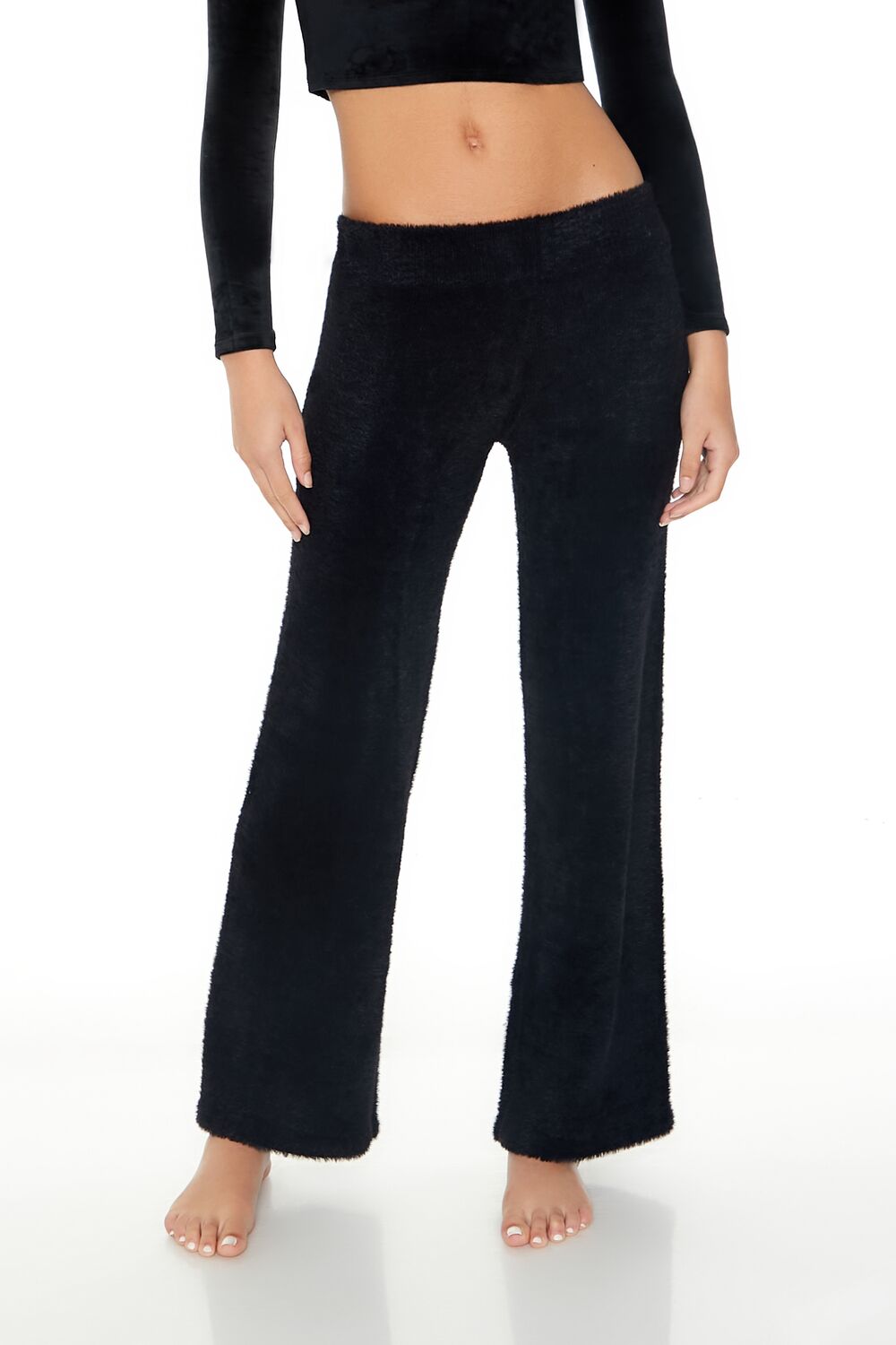 Fuzzy Knit Flare Pants
