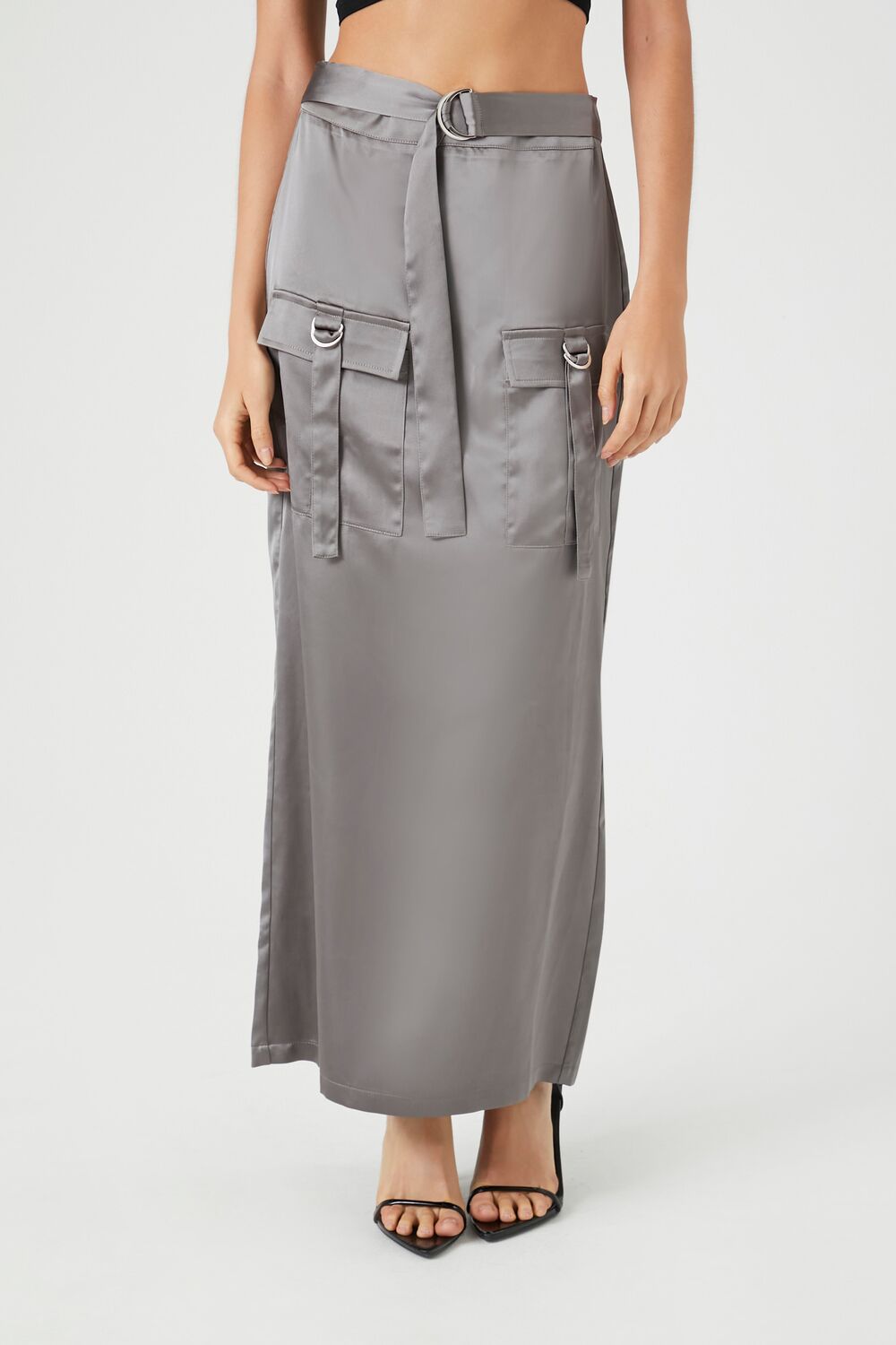 Satin Cargo Maxi Skirt