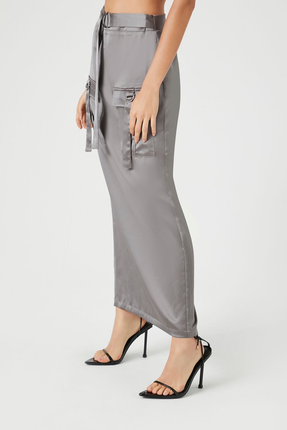 Satin Cargo Maxi Skirt
