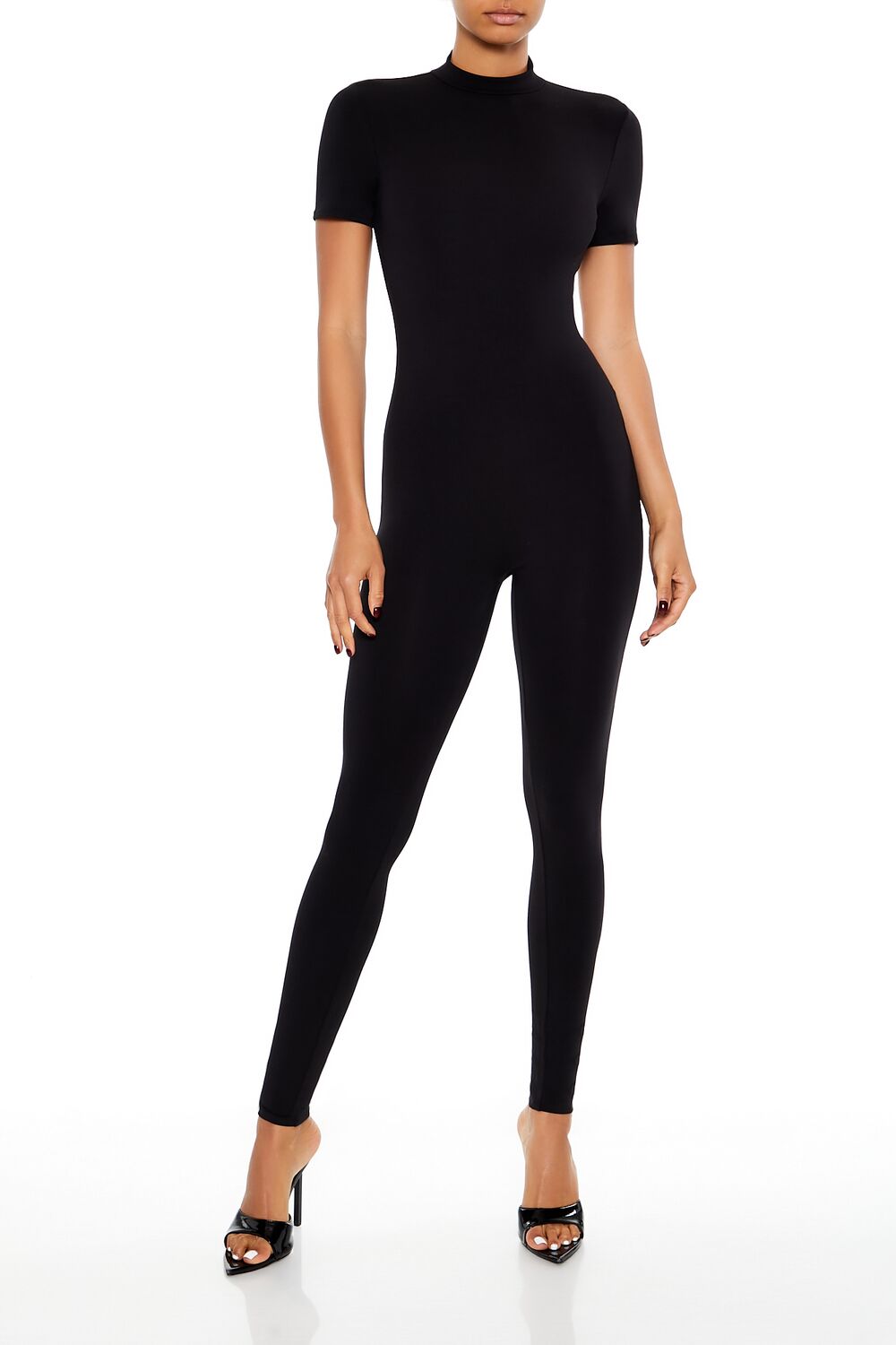 Fitted Mock Neck Jumpsuit
