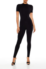 Fitted Mock Neck Jumpsuit