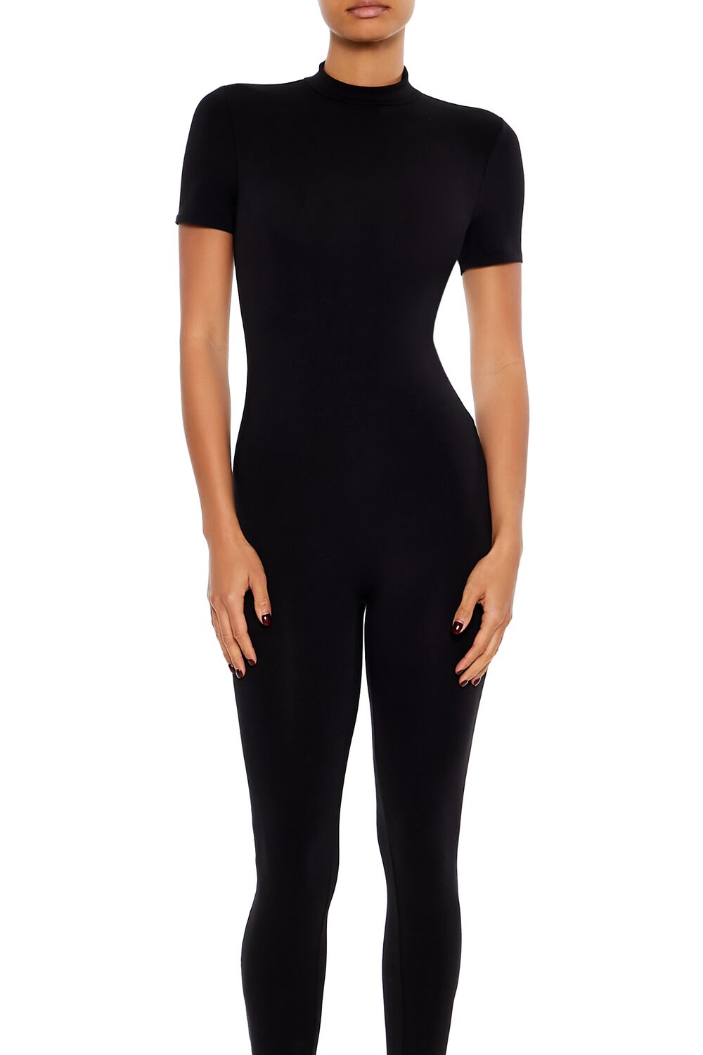 Fitted Mock Neck Jumpsuit